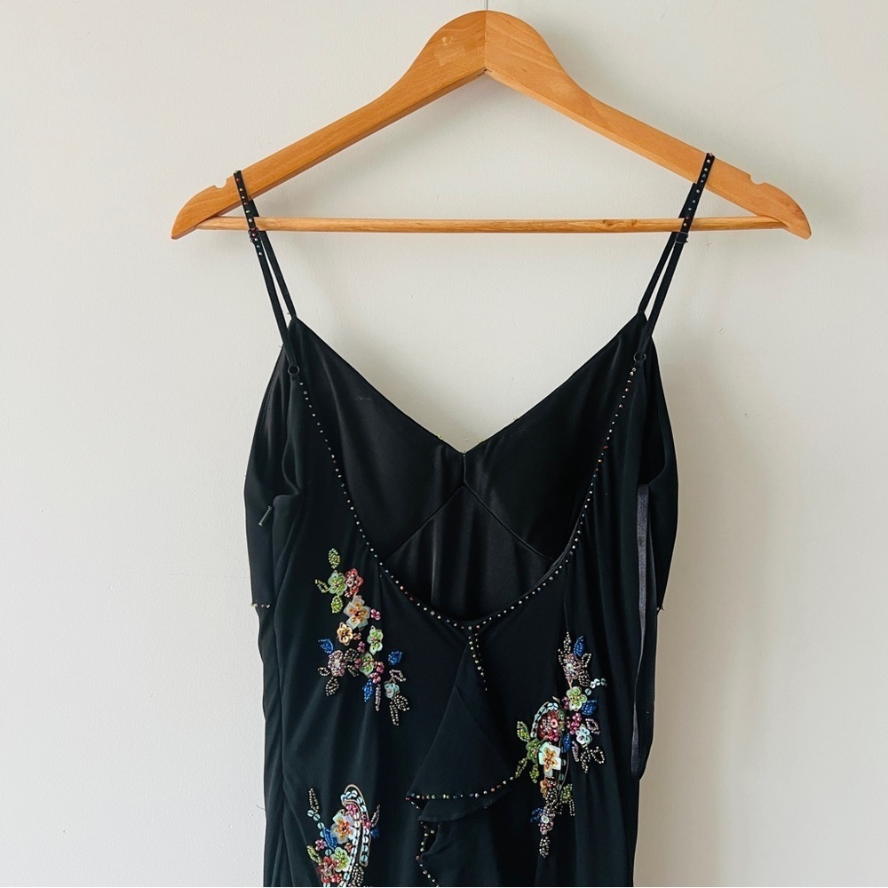 Cache 1900's Vintage Ruffle Slip Maxi Dress Size 8 - Picture 7 of 13